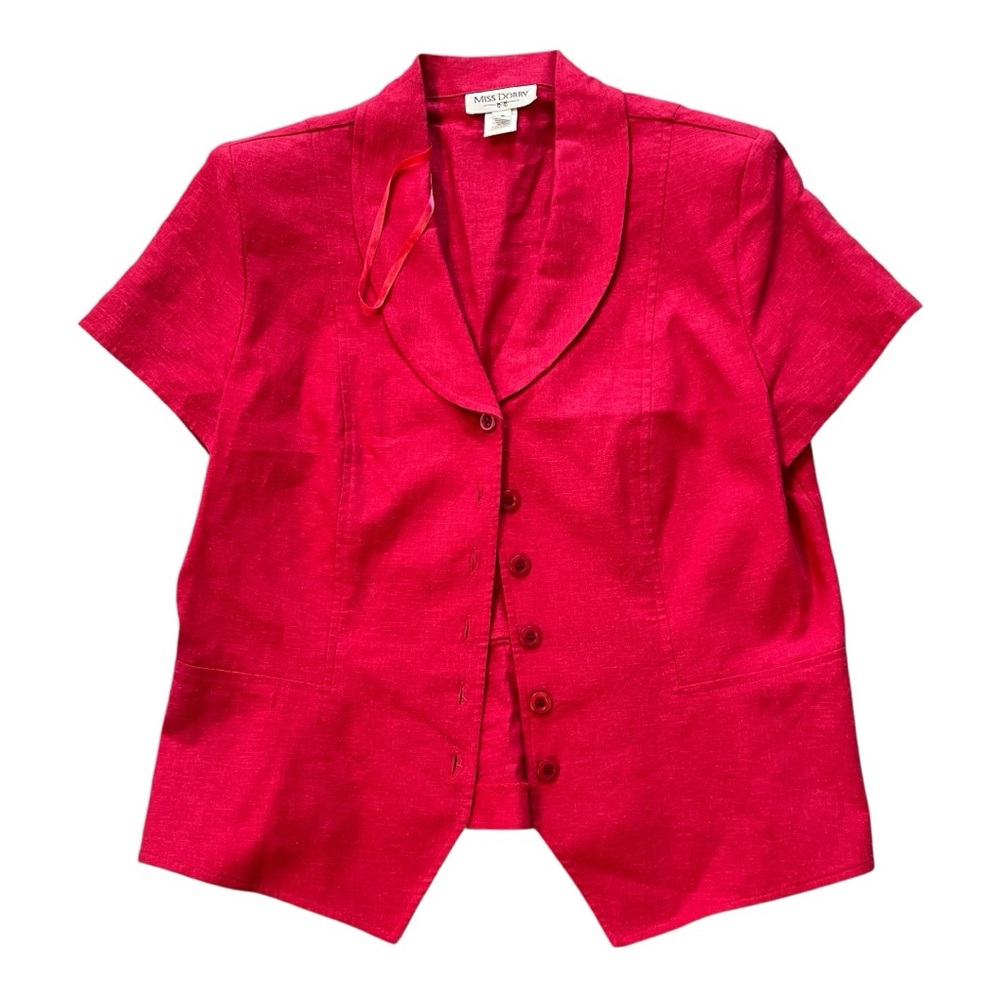 Miss Dorby Hot Pink Short-Sleeve Button Front Blazer- Size 12